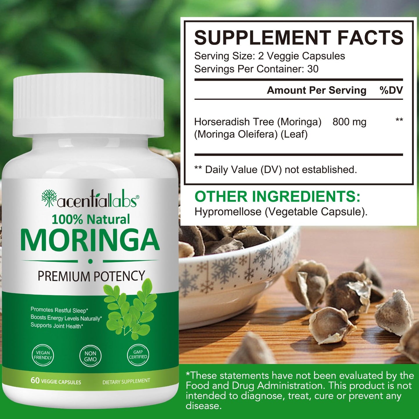 FSLHCY Moringa Capsules 800mg Capsule 60 Count