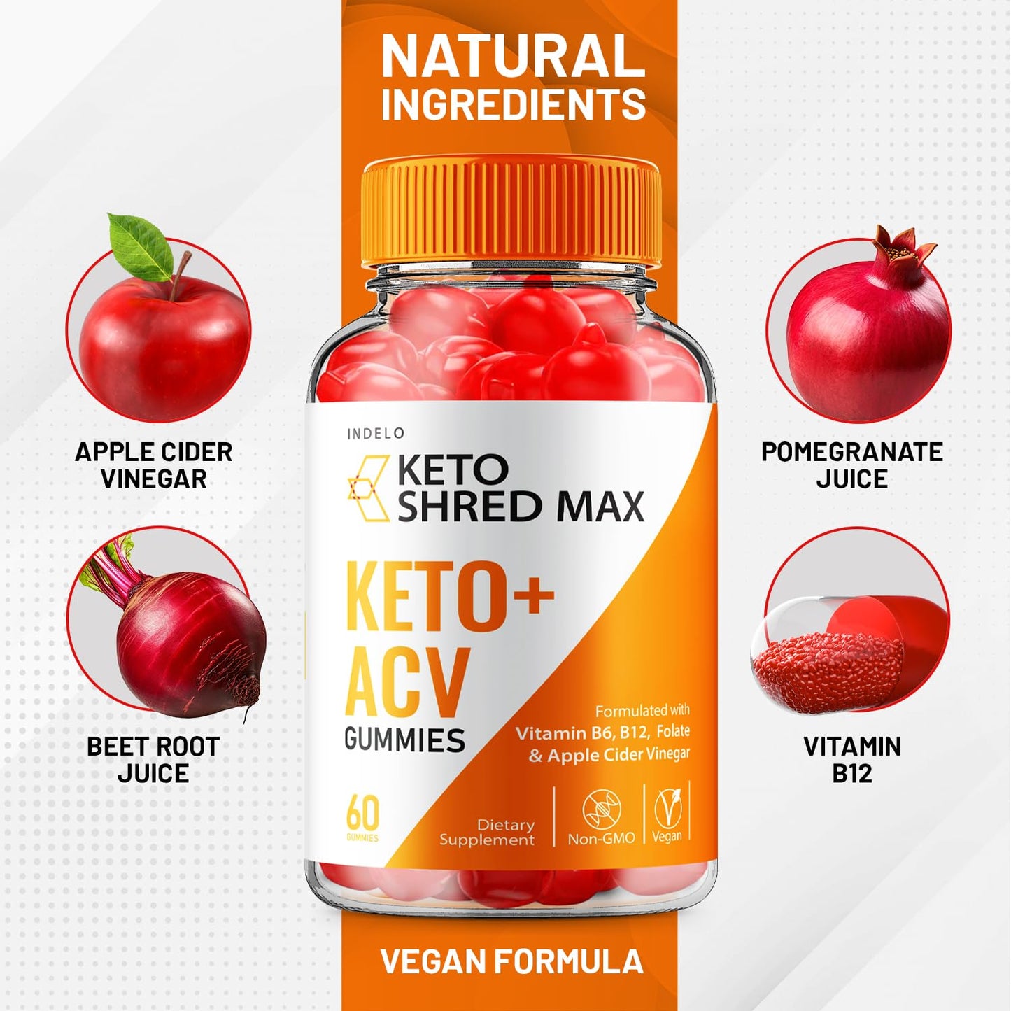 Indelo Keto Shred Max ACV Gummies, 300 Gummies