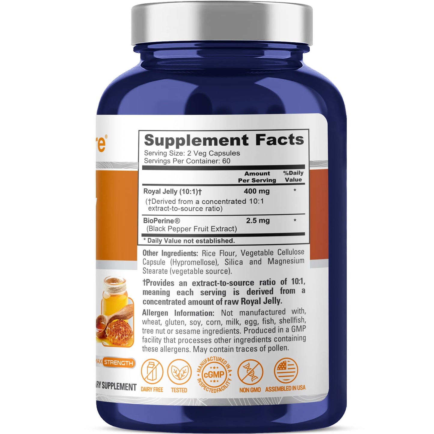 NusaPure Royal Jelly Capsules 400 mg, 120 Capsules