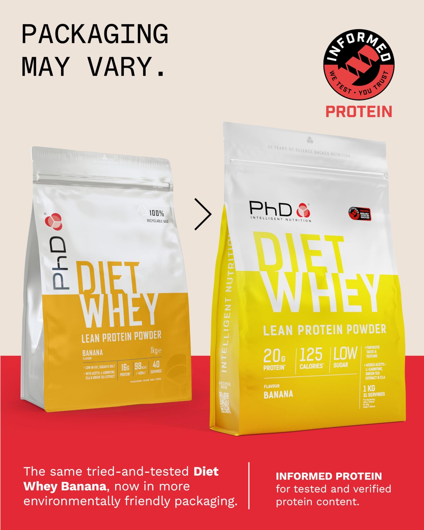 PhD Diet Whey Banana Protein Powder, 2.2 lb
