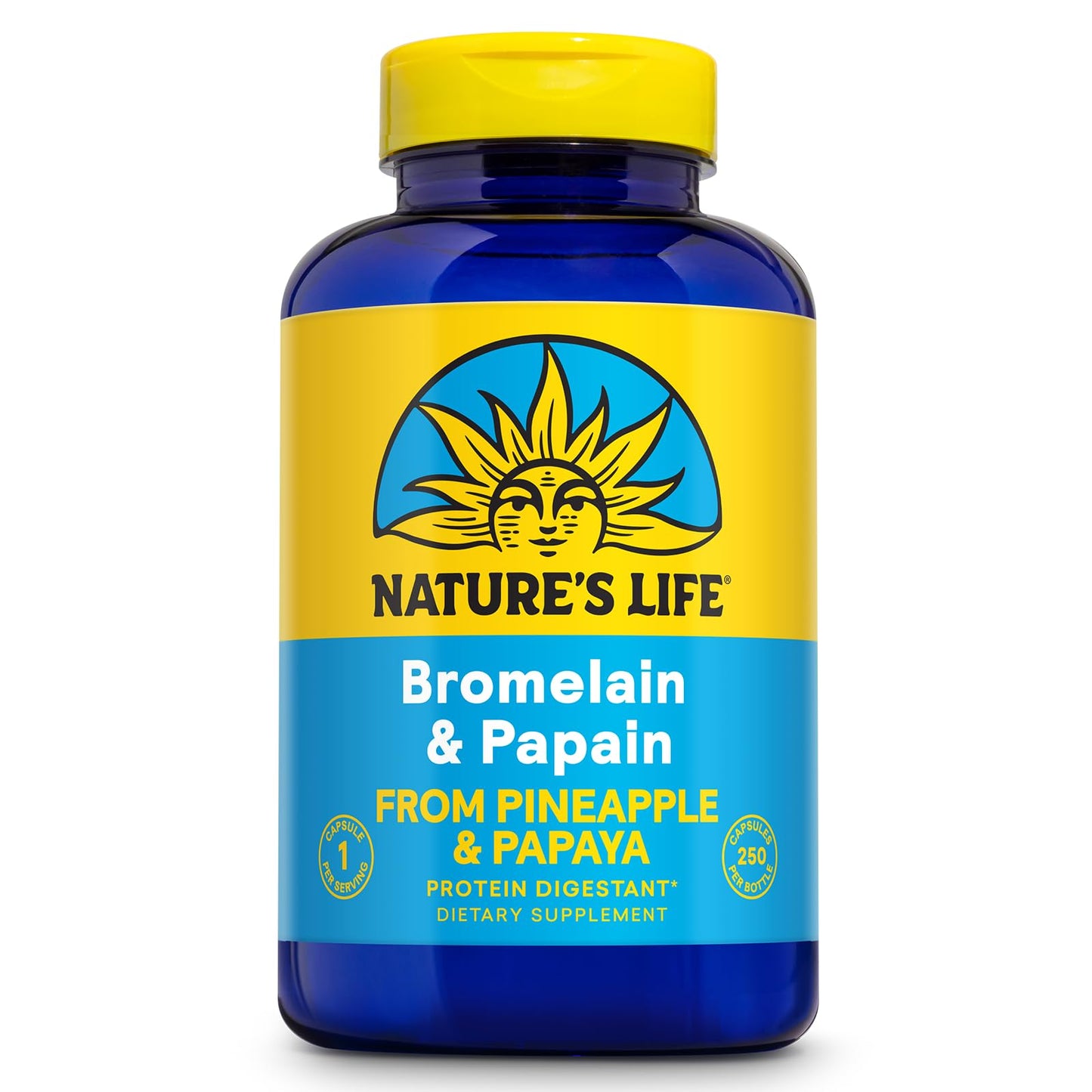 Nature's Life Bromelain & Papain Proteolytic Enzyme Supplement Capsules, 250 Count
