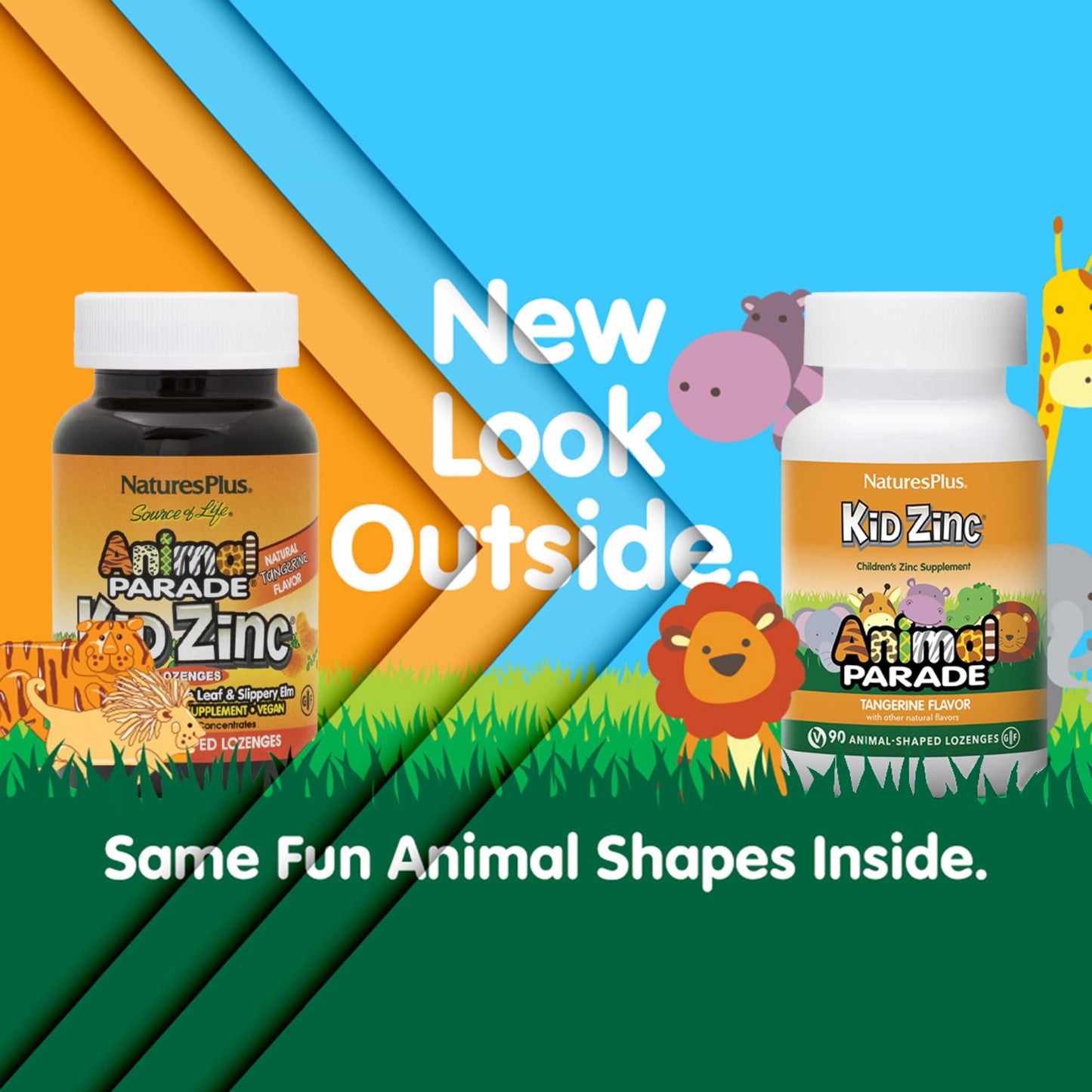NaturesPlus Animal Parade KidZinc Lozenges, Tangerine Flavor, 90 Lozenges
