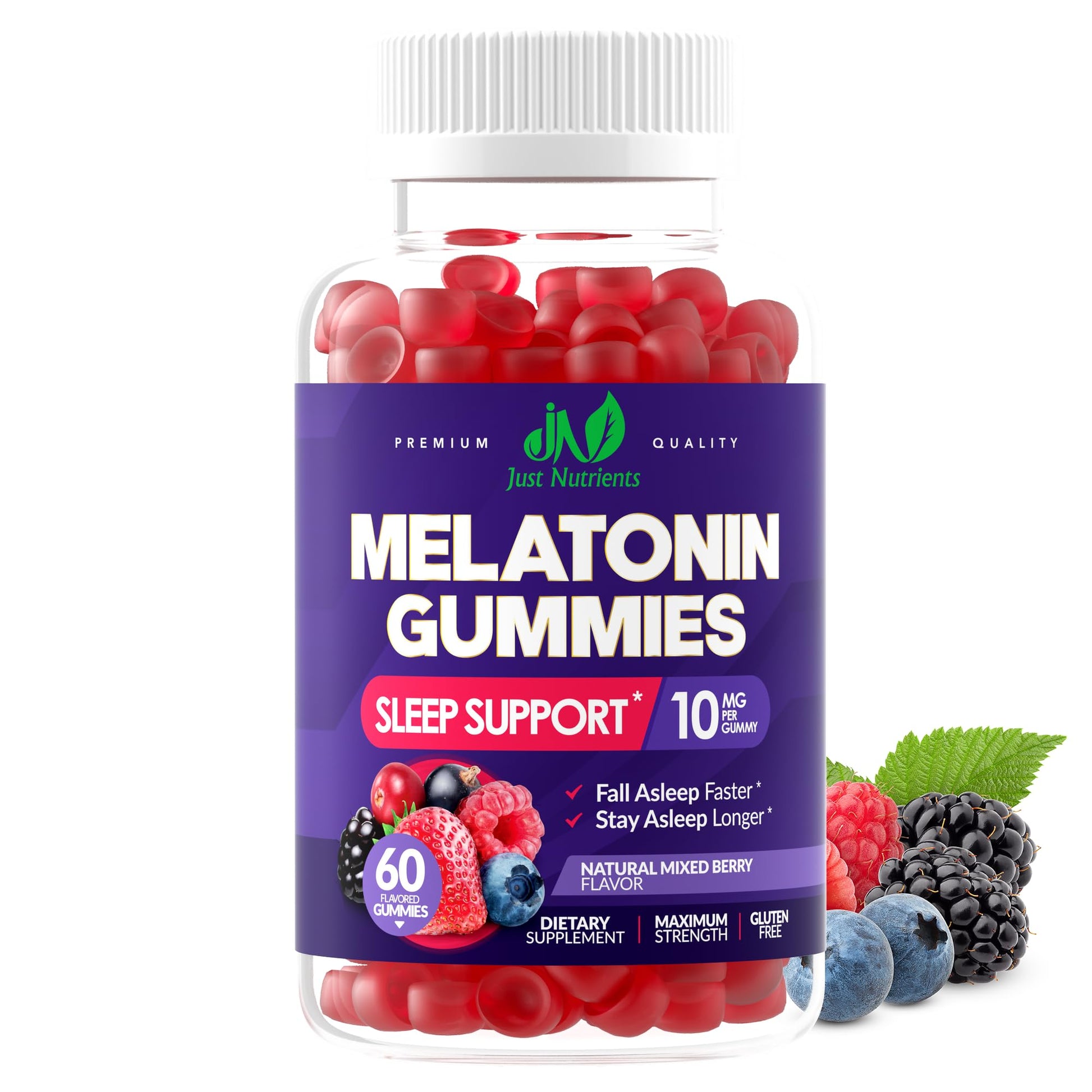 Just Nutrients Melatonin 10mg Gummies, 60 Count
