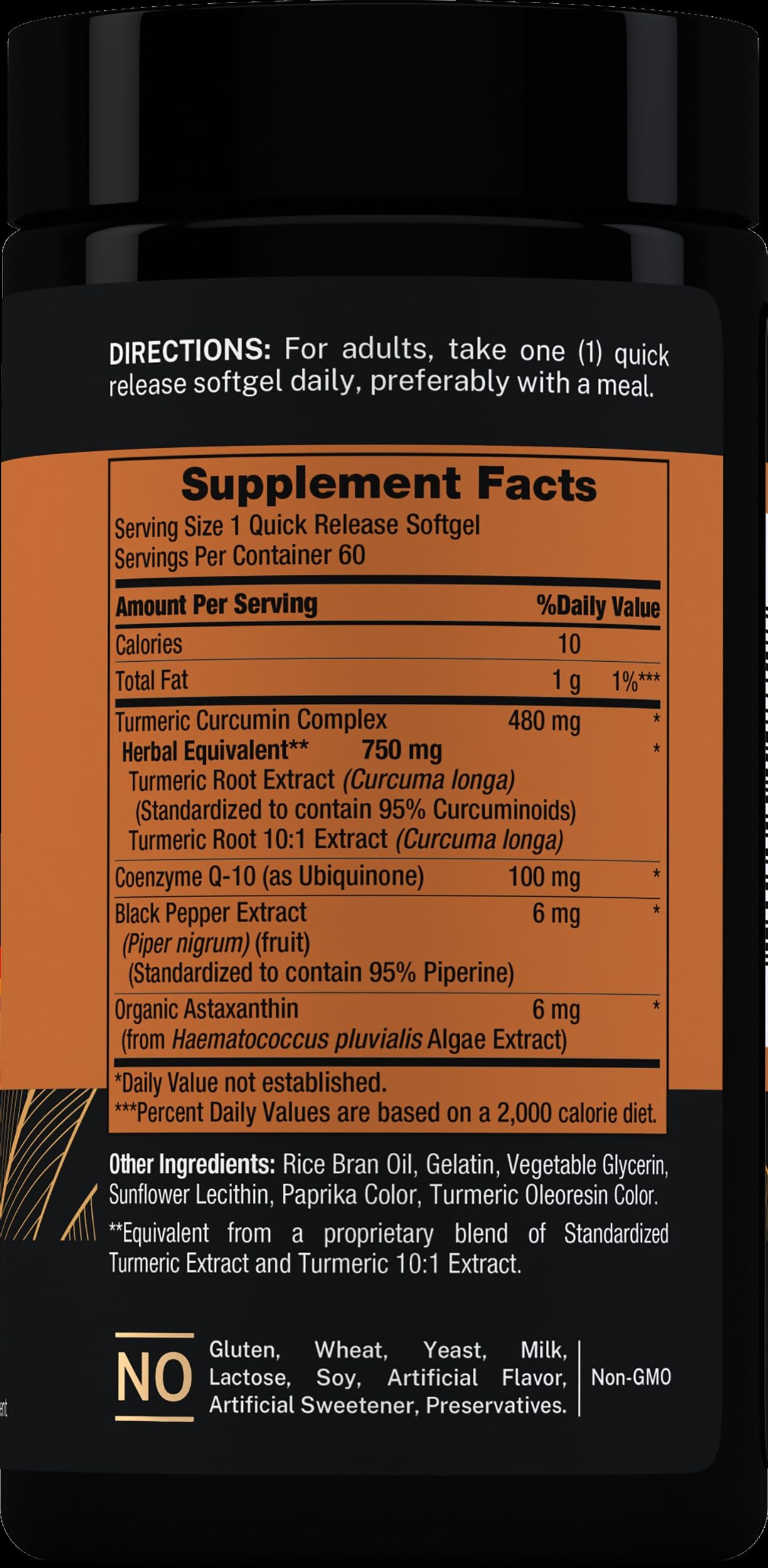 Piping Rock Turmeric Curcumin Supplement Softgel 60 Count