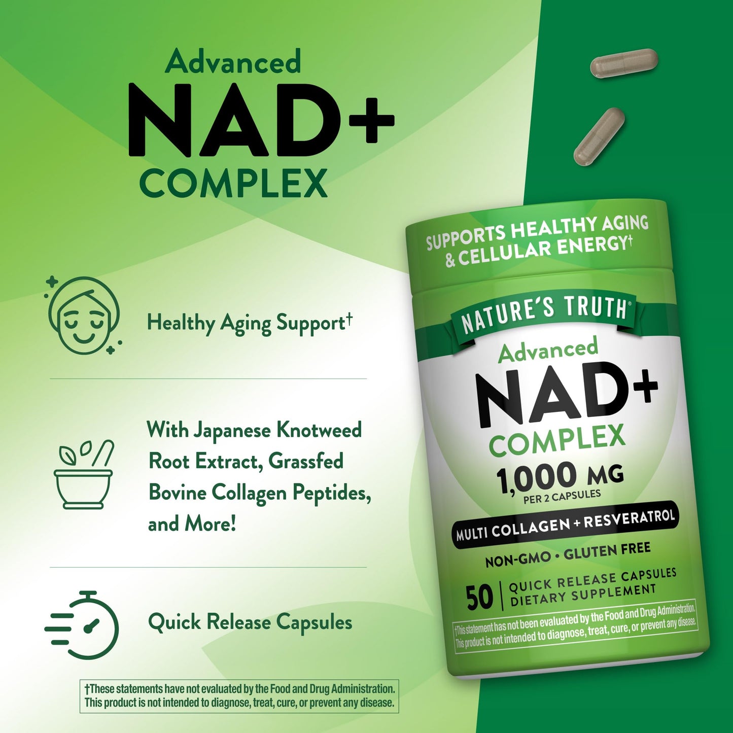 Nature's Truth Advanced NAD+ Complex 50 Capsules