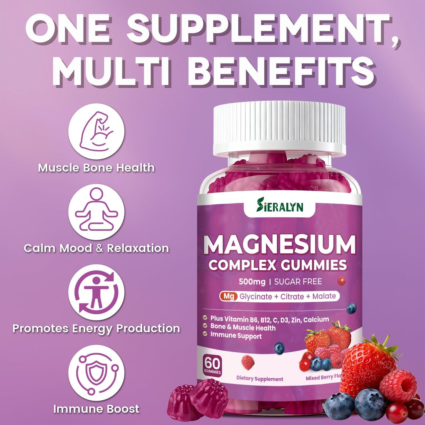 Sieralyn Magnesium Complex Gummies 500mg 120 Count