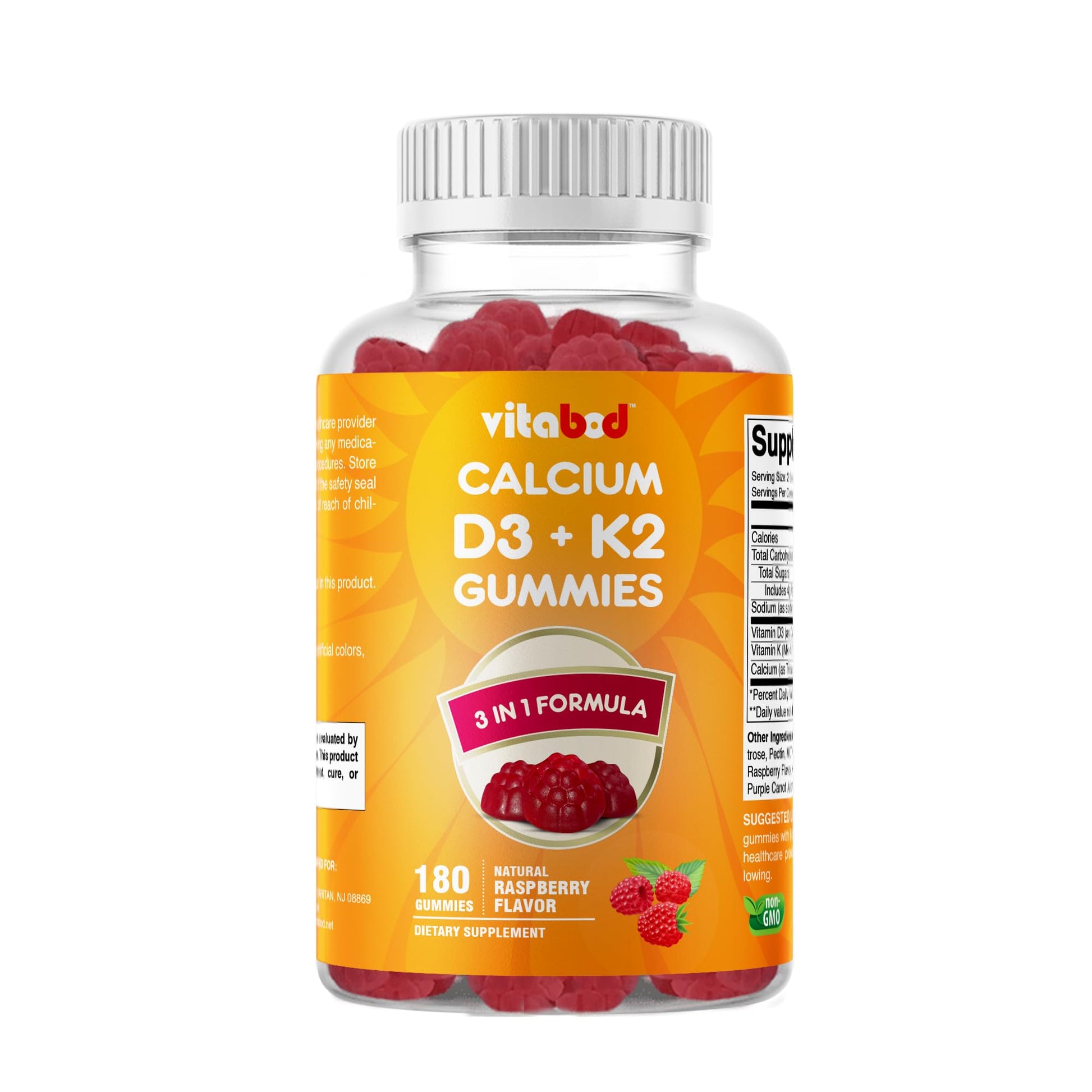 Vitabod Vitamin D3 + K2 Gummies 180 Count