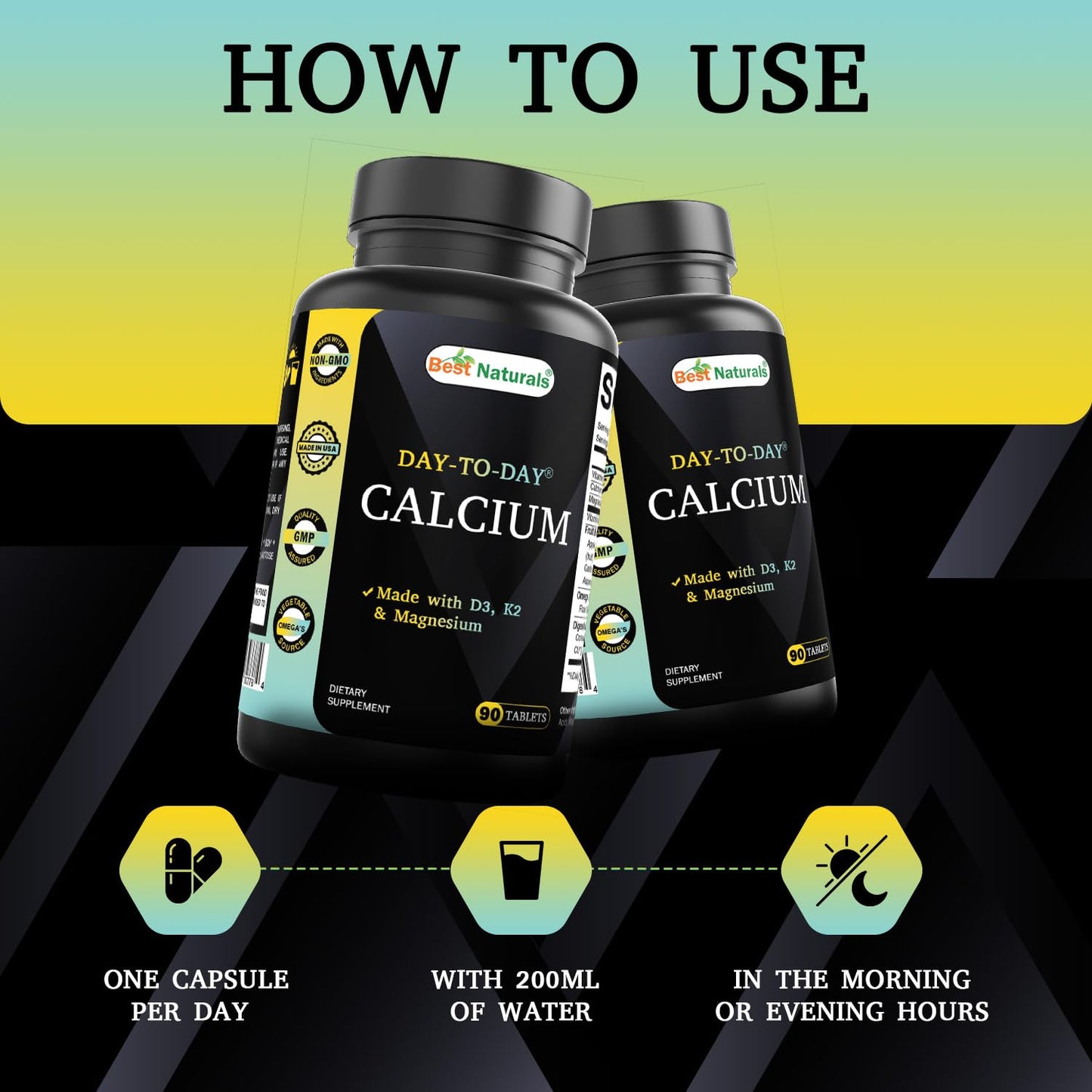 Best Naturals Calcium with D3 K2 Magnesium 90 Tablets