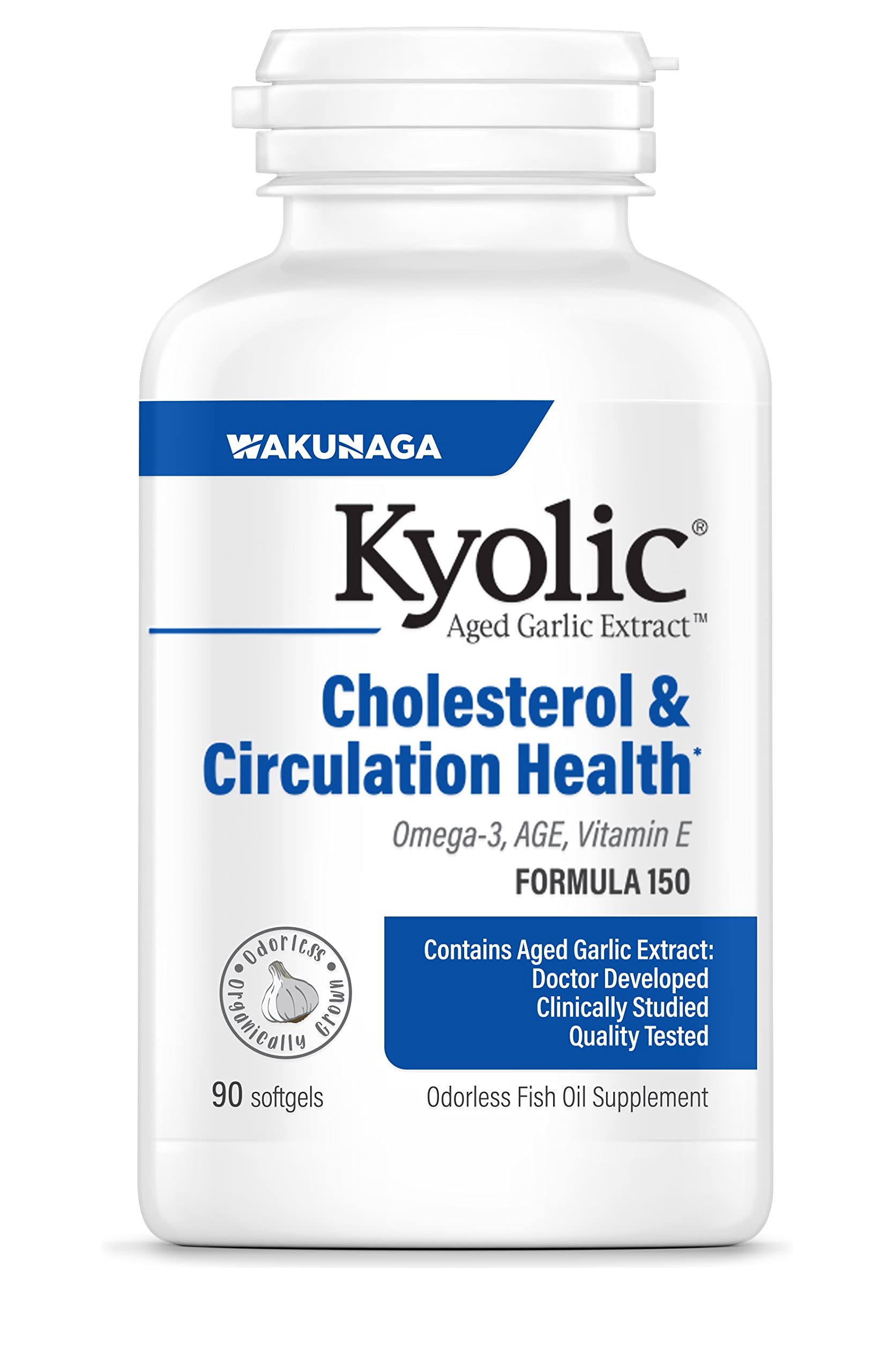 Kyolic Aged Garlic Extract Formula 150, Cholesterol & Circulation Health, 90 Softgels