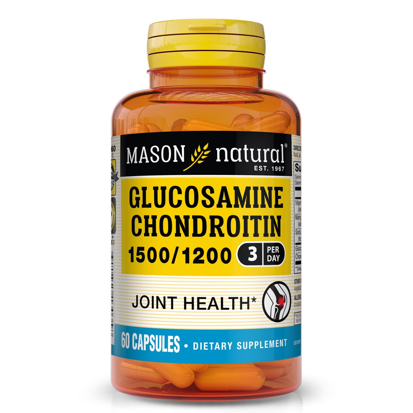 Mason Natural Glucosamine Chondroitin 1500/1200 with Vitamin C, 60 Capsules