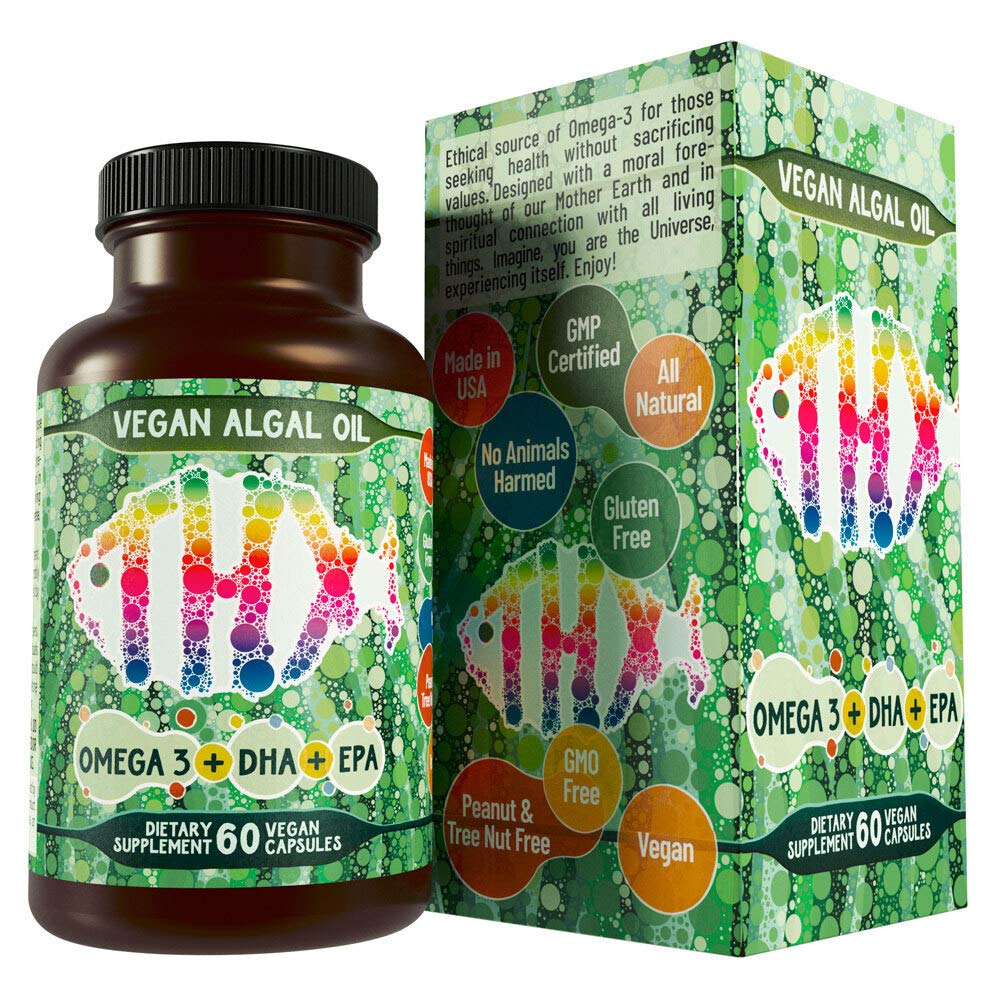 Hippie Farms Vegan Omega-3 Algae Oil with DHA EPA Capsules, 60 Count