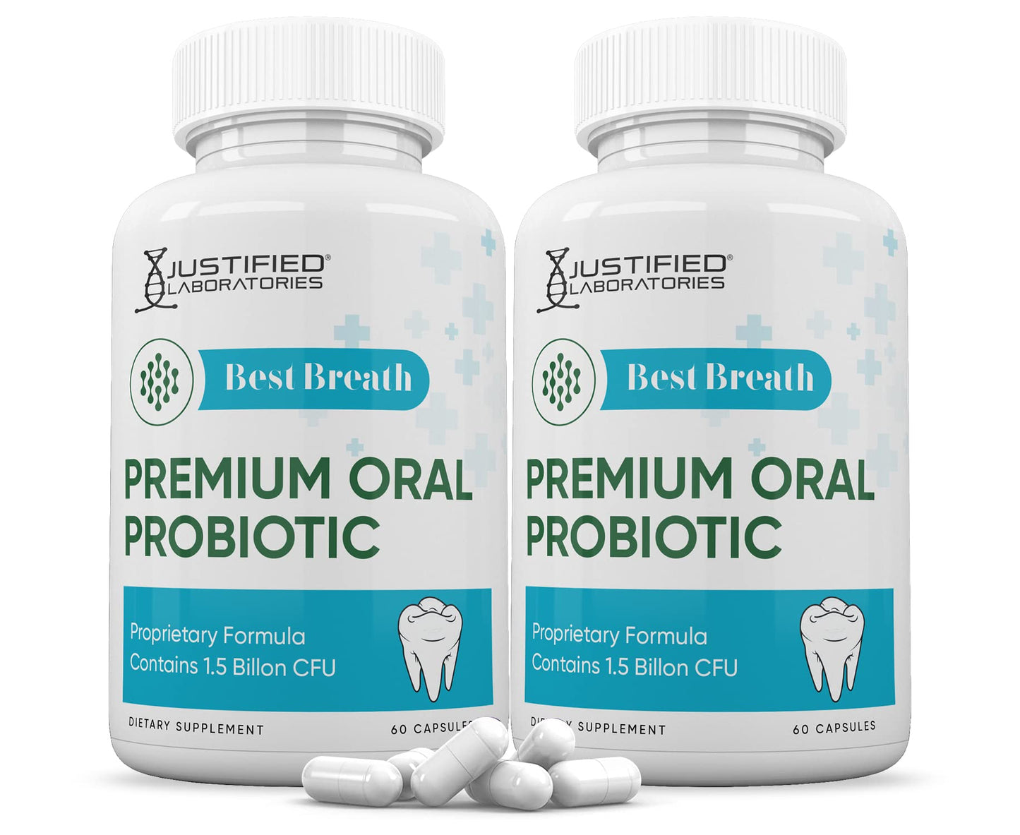 Justified Laboratories Best Breath Probiotic Capsules 1.5 Billion CFU Oral Support, 120 Capsules