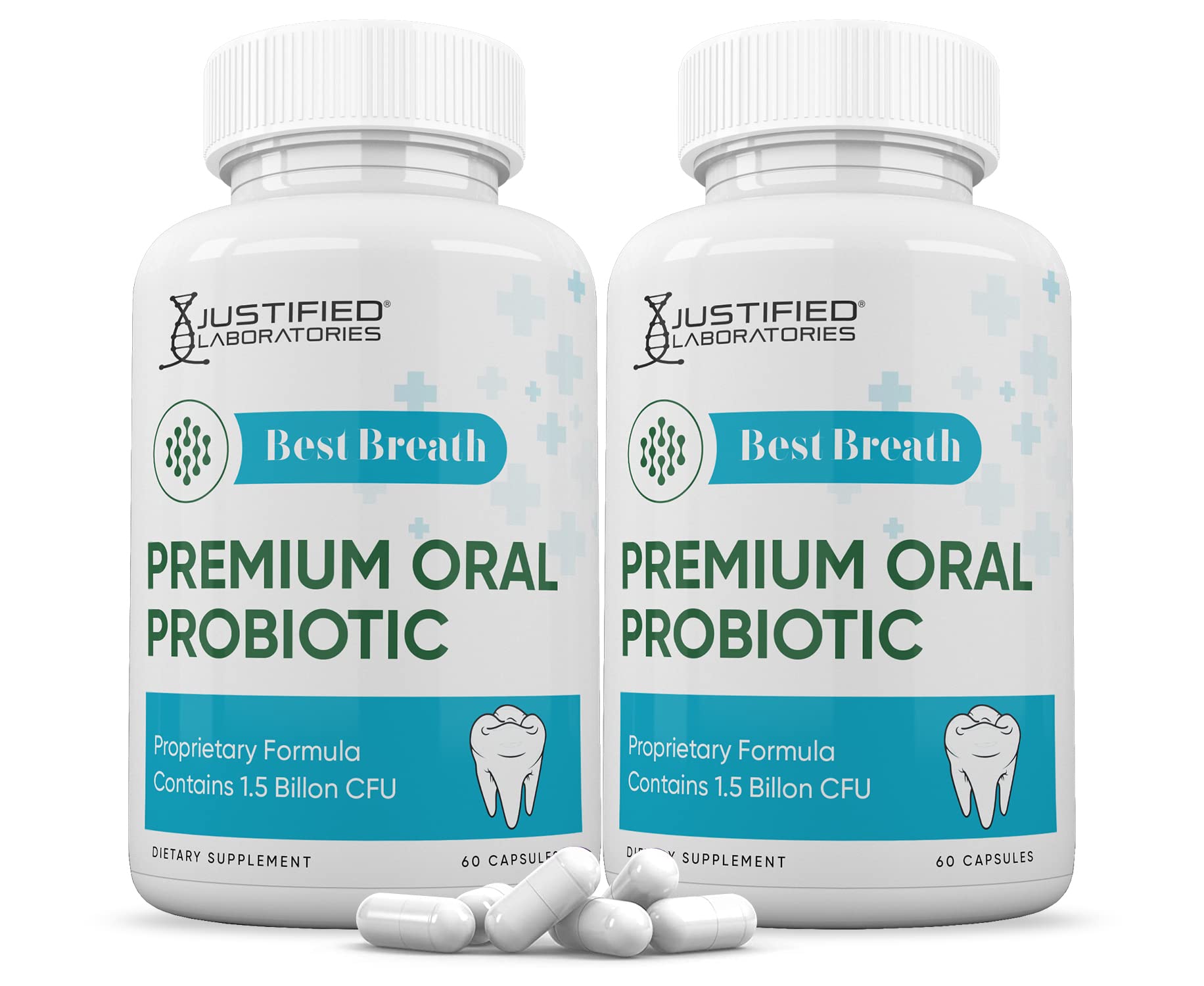 Justified Laboratories Best Breath Probiotic Capsules 1.5 Billion CFU Oral Support, 120 Capsules