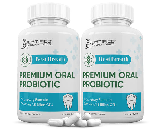 Justified Laboratories Best Breath Probiotic Capsules 1.5 Billion CFU Oral Support, 120 Capsules