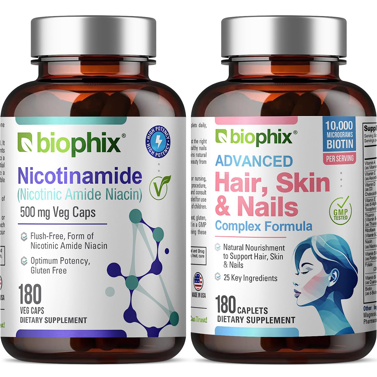 Biophix B-3 Nicotinamide 500 mg Capsules, 180 Count