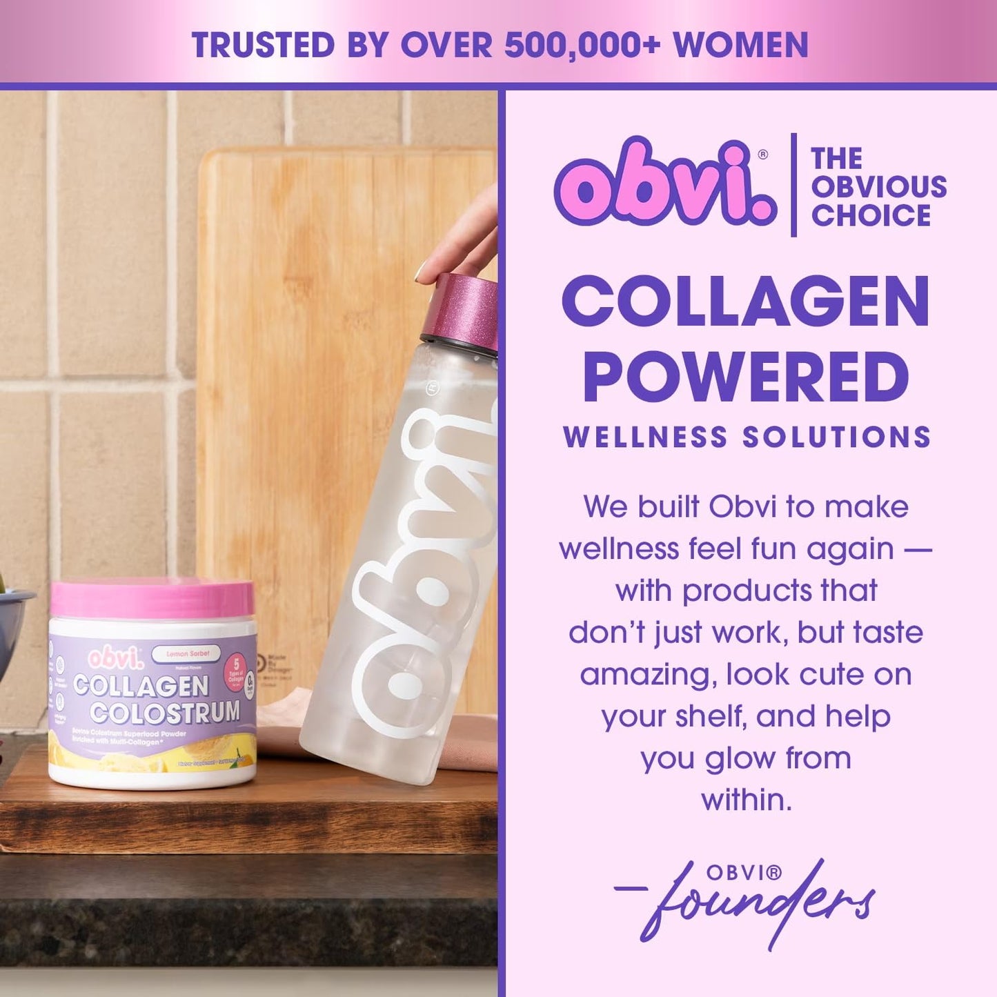 Obvi Hydrolyzed Bovine Collagen Peptide Lemon Sorbet Colostrum Superfood Protein Powder 30 Servings