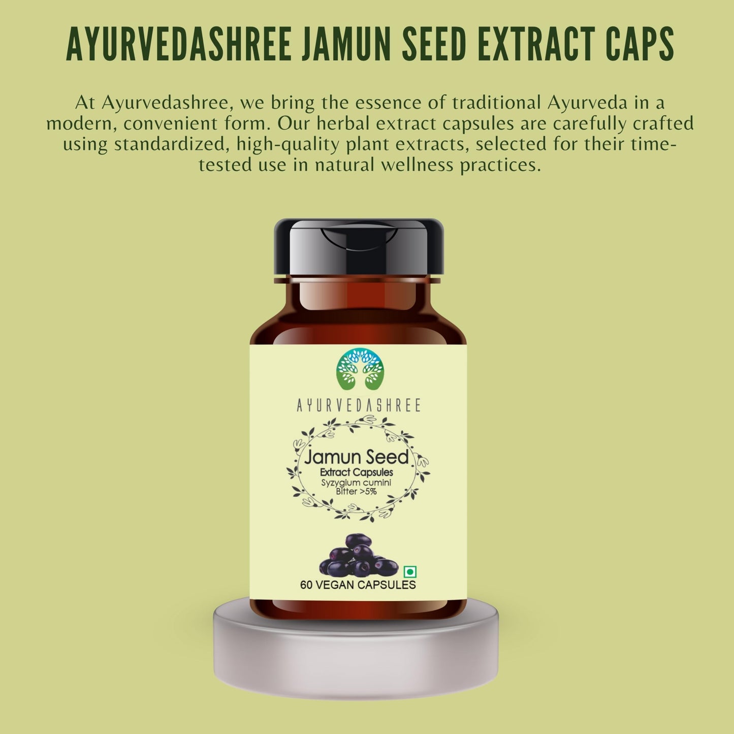 AYURVEDASHREE Jamun Seed 500mg Capsule, 60 Count