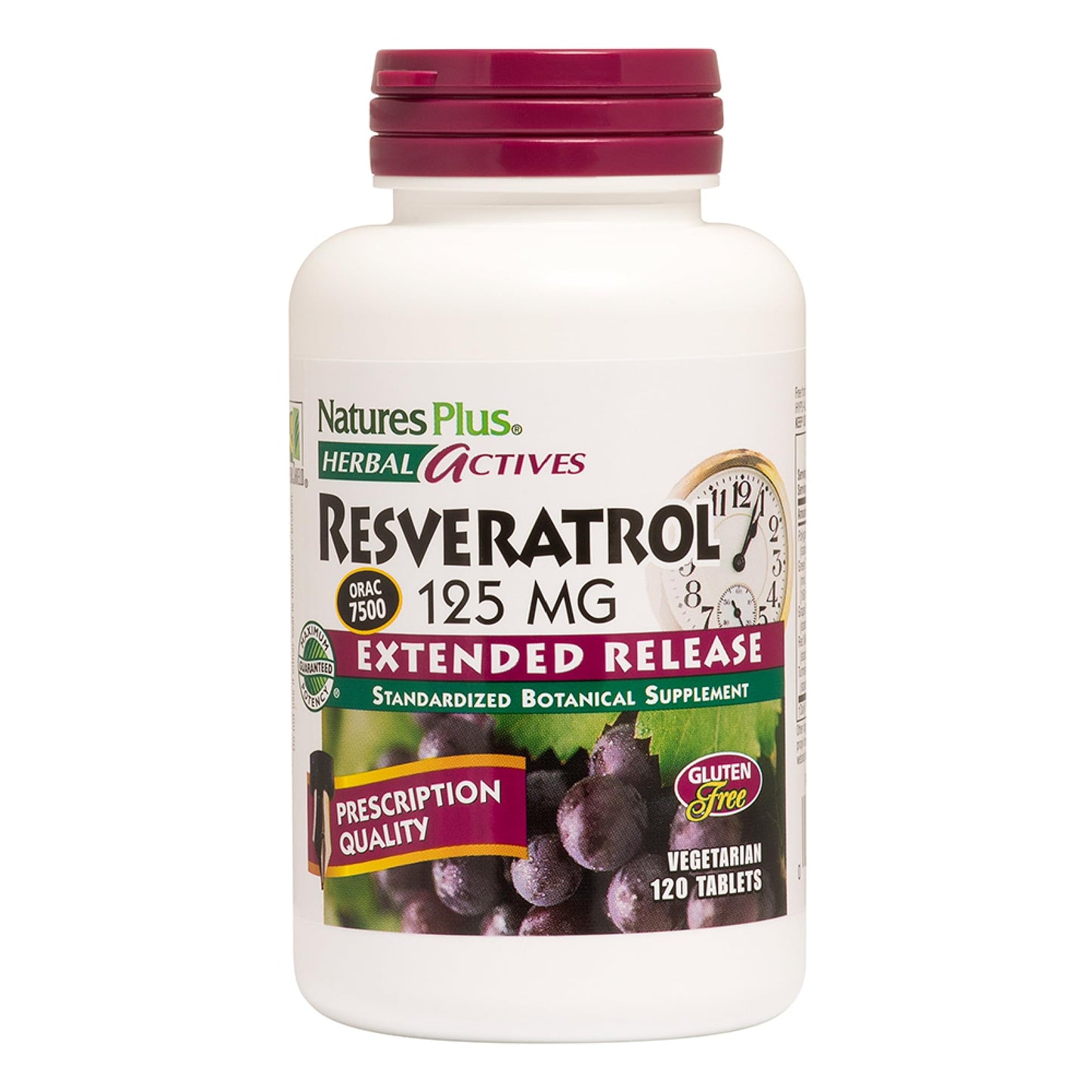 NaturesPlus Herbal Actives Resveratrol Extended Release Tablets, 120 Tablets