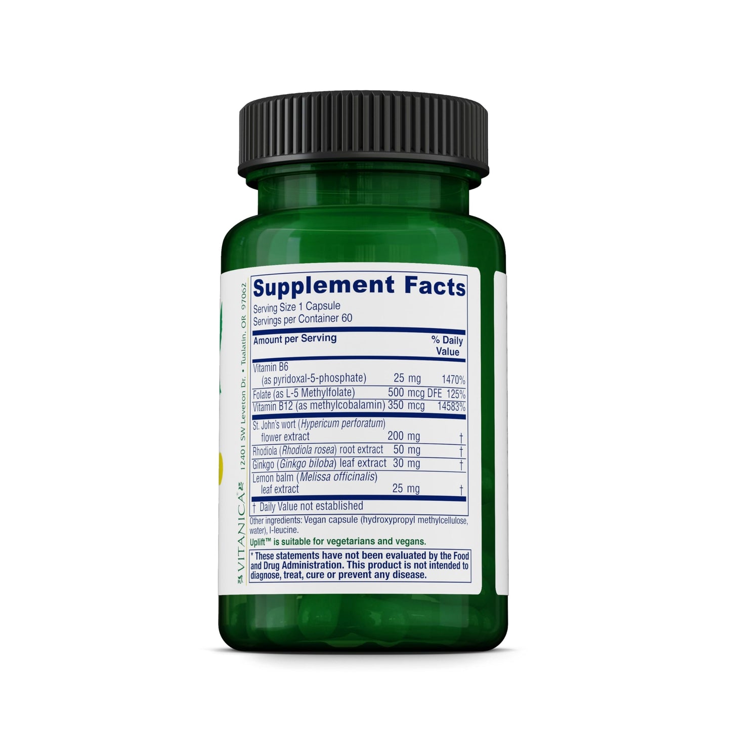 Vitanica Uplift, Mood and Emotional Support Capsule, 60 Capsules