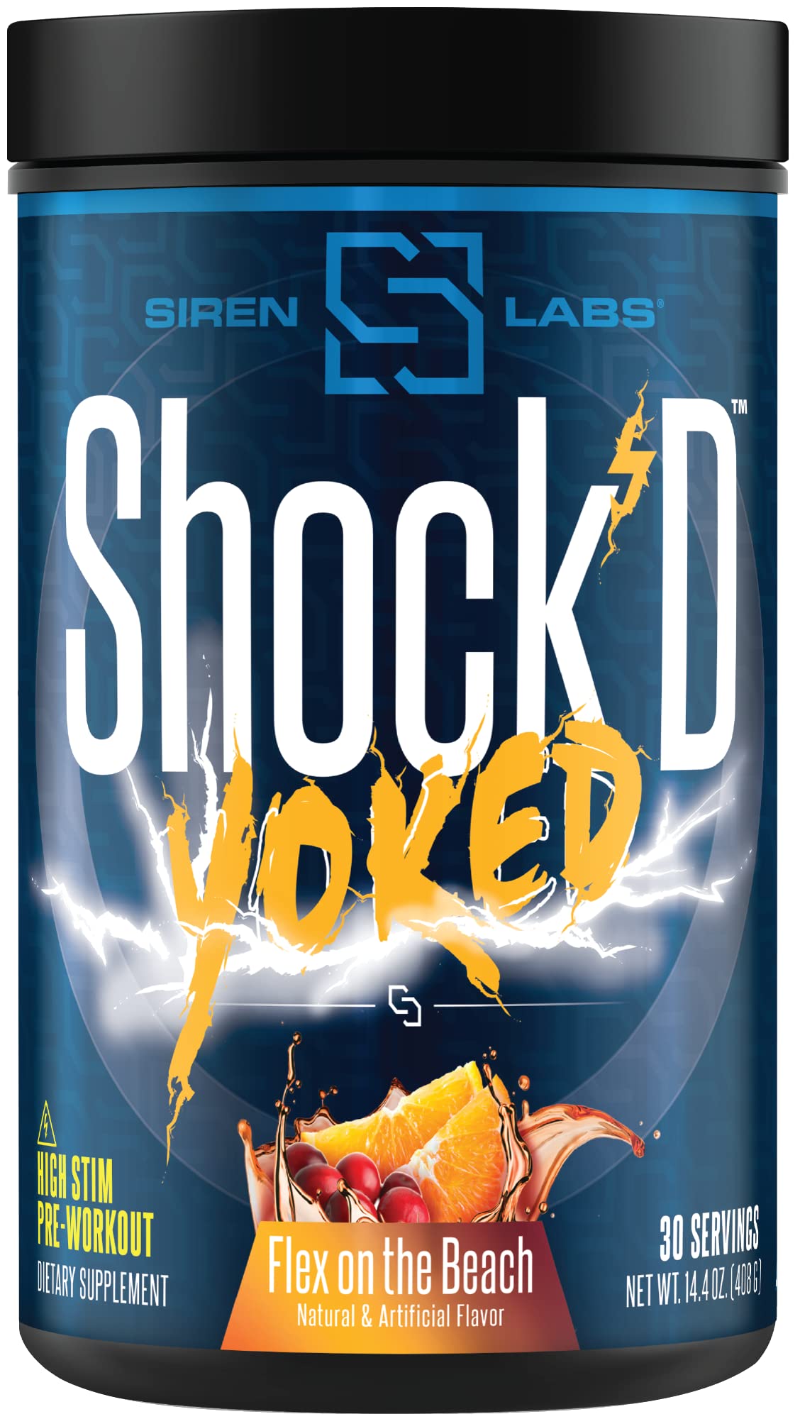 SIRENLABS Shock’D Yoked High Stim Pre-Workout Powder 12.3