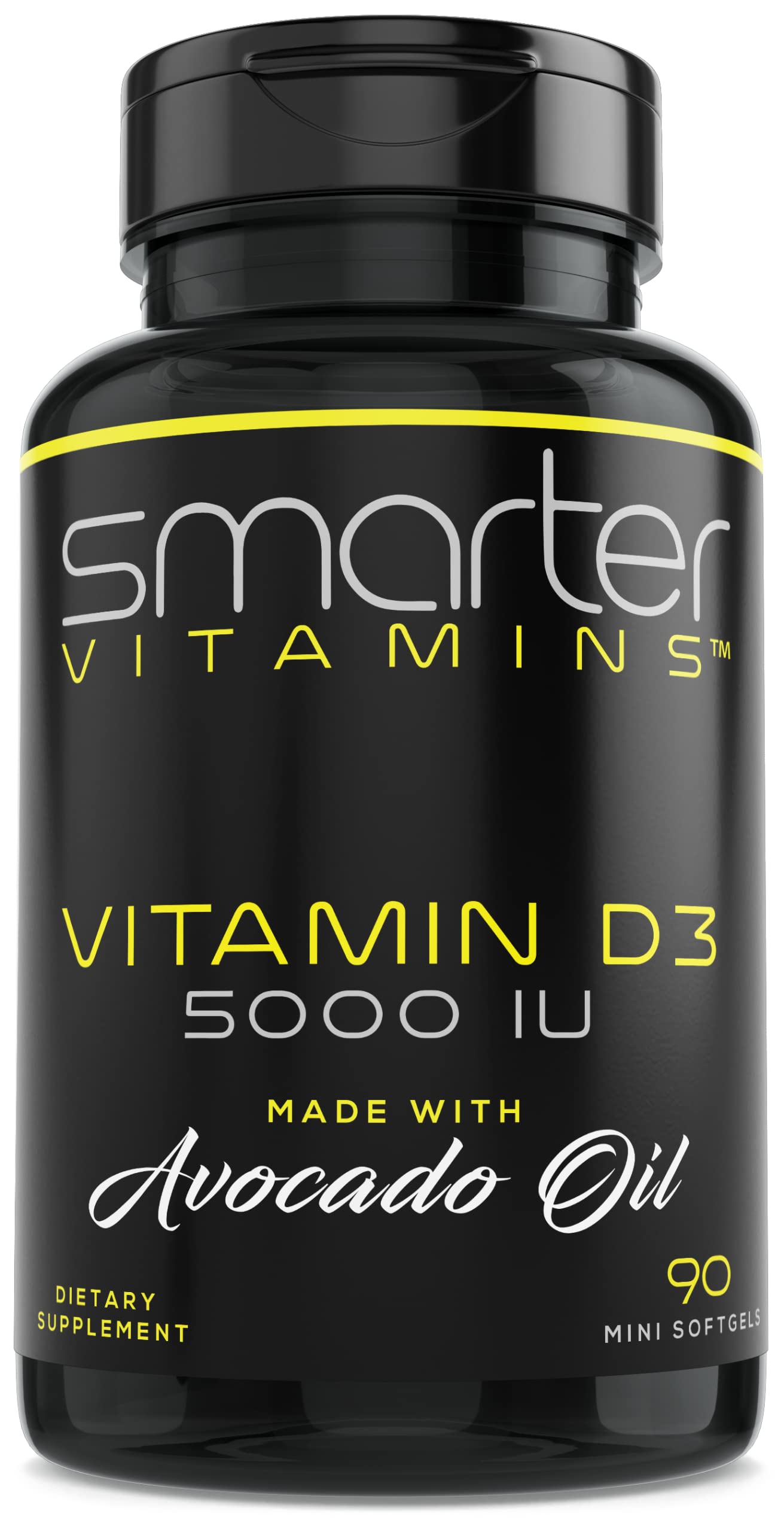 SmarterVitamins Vitamin D3 5000 IU (125 mcg) in Avocado Oil Softgels, 90 Count