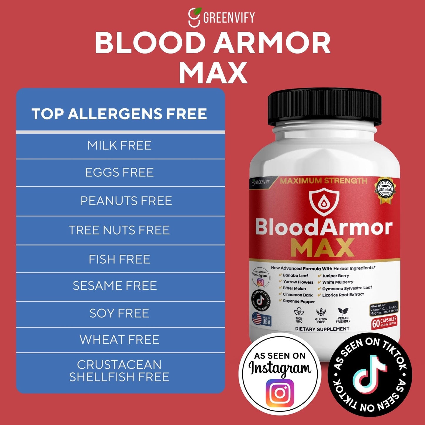 GREENVIFY BloodArmor MAX Dietary Supplement Capsule, 60 Count