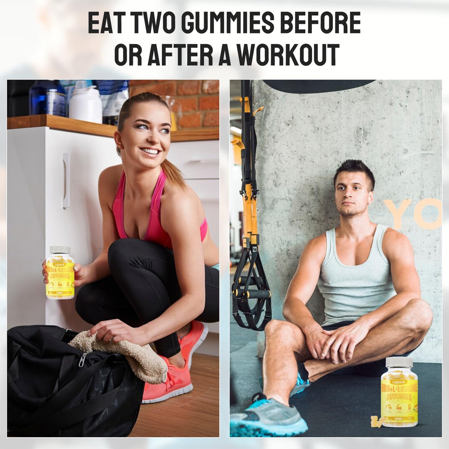 Liqherb HMB and Leucine Gummies with 3000mg HMB and L-Leucine, 120 Gummies