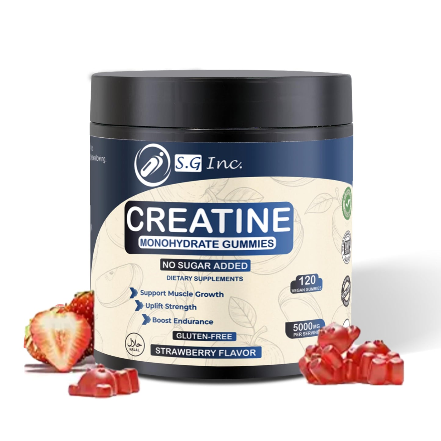 S.G Inc Creatine Monohydrate Gummies for Men & Women, 120 Count