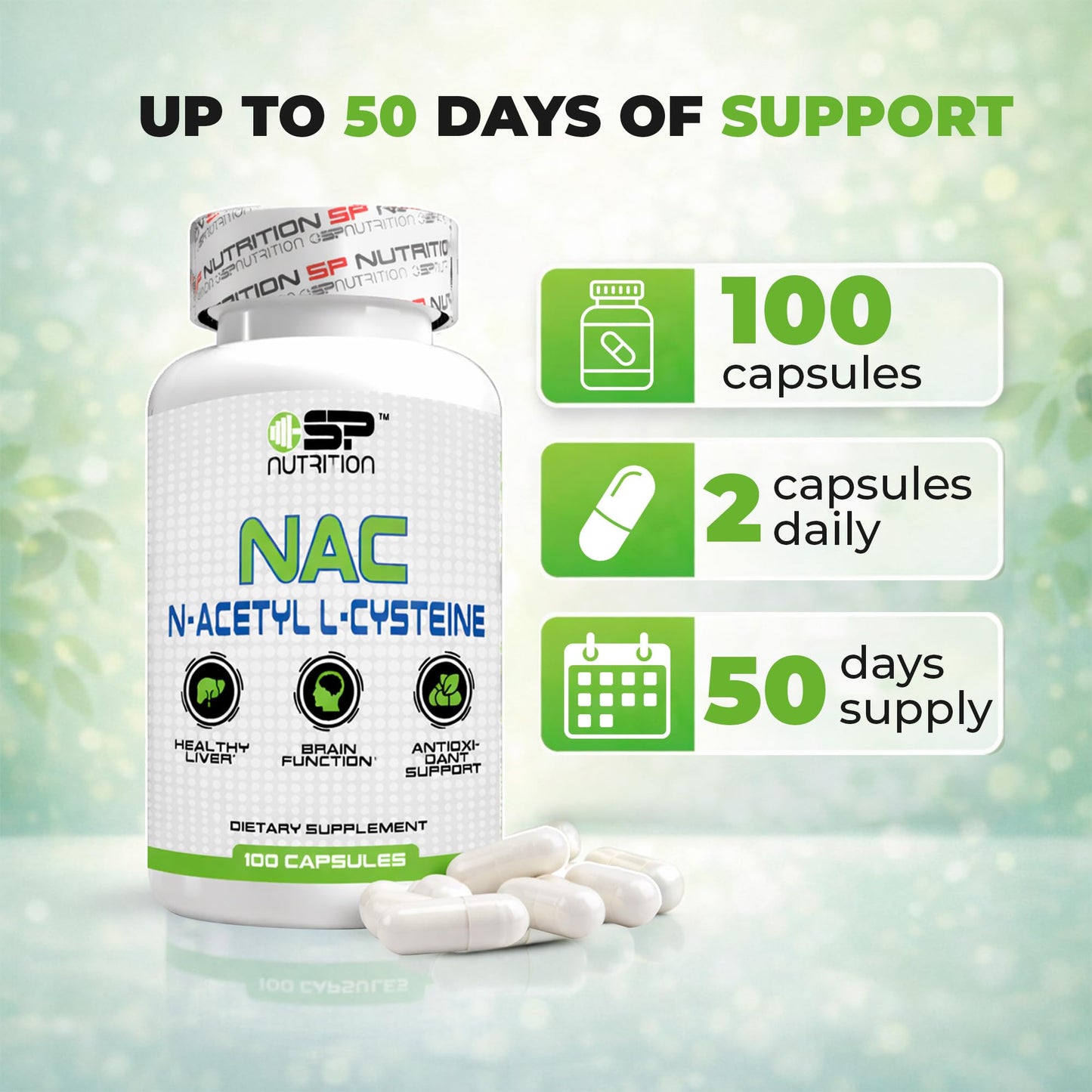 S Nutrition NAC N-Acetyl L-Cysteine Supplement, 600mg, 90 Capsules