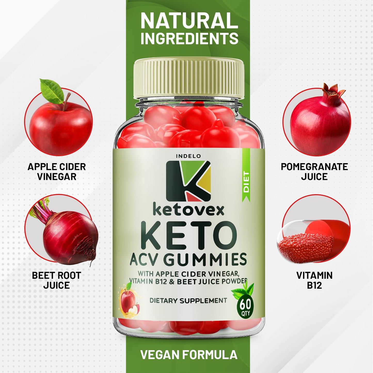Indelo Ketovex Keto BHB Gummies Advanced Formula, 180 Gummies