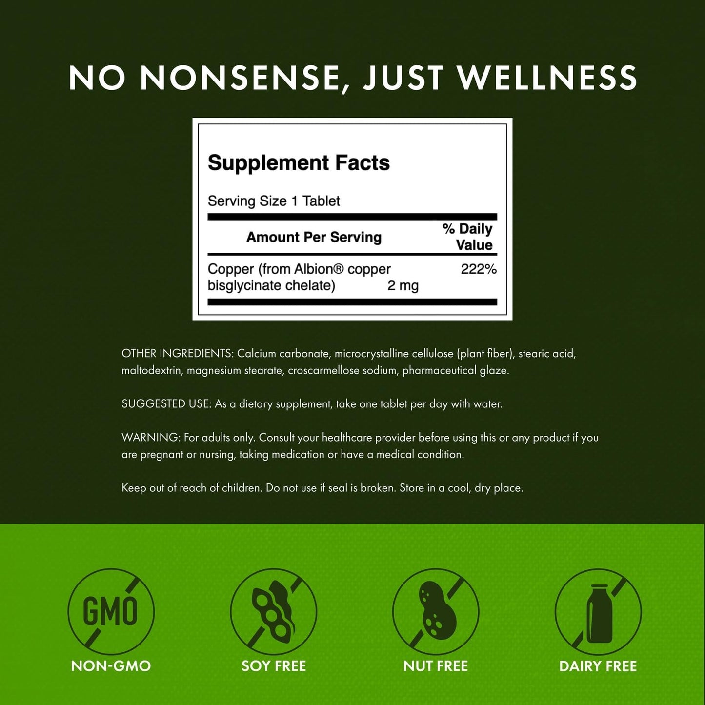 Swanson Copper Chelate Mineral Supplement Tablets 1200 Tablets