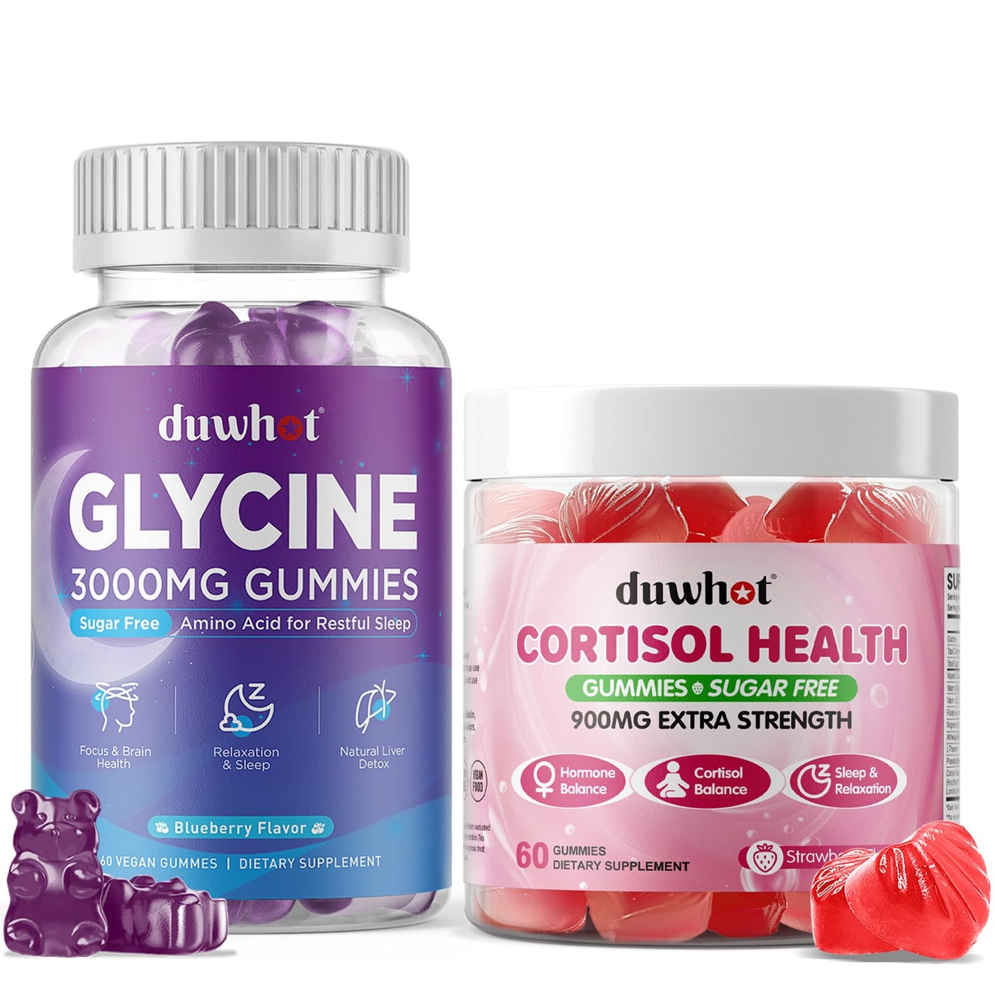 duwhot Glycine & Cortisol Gummies, Sleep Support & Immune Health, 120 Gummies