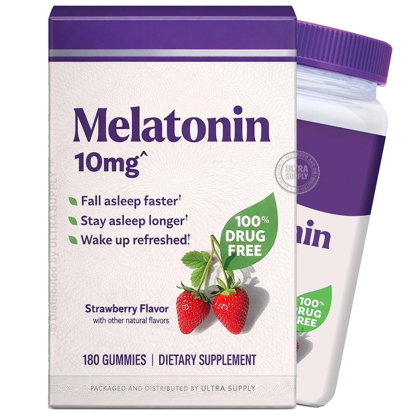 Generic Sleep Melatonin 10mg Fast Acting Gummies for Adults, Strawberry, 180 Gummies