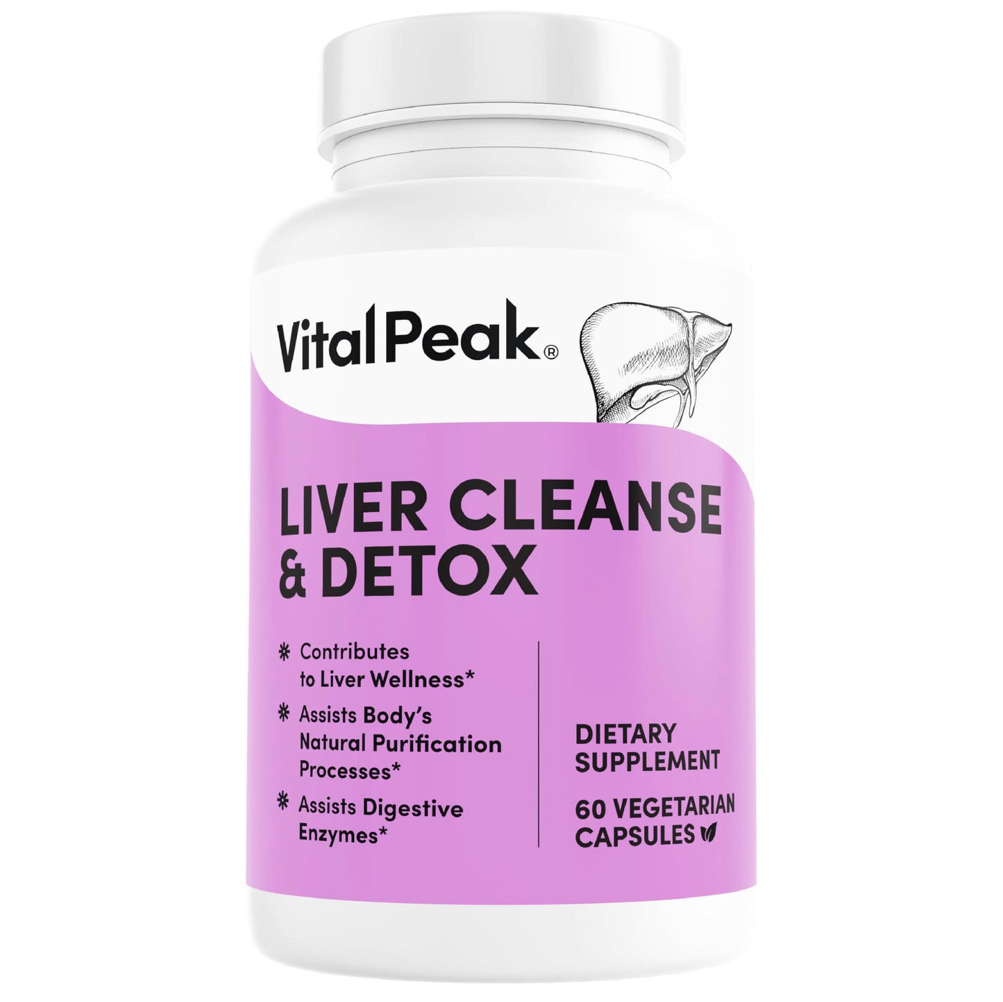 Vital Peak Liver Cleanse Detox & Repair Supplement with Milk Thistle, Turmeric, Beet Root, Ginger, Dandelion, Artichoke & Grape Seed Extract for Daily Liver Health Capsules, 60 Count