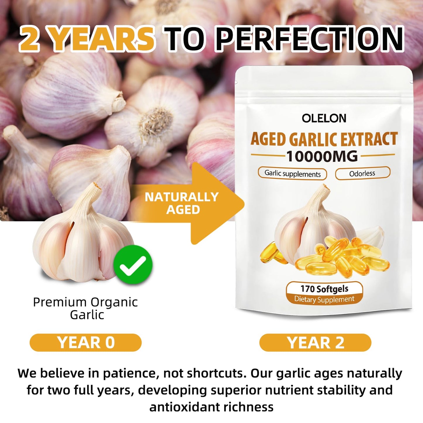 OLELON Aged Garlic Extract Softgels 170 Count