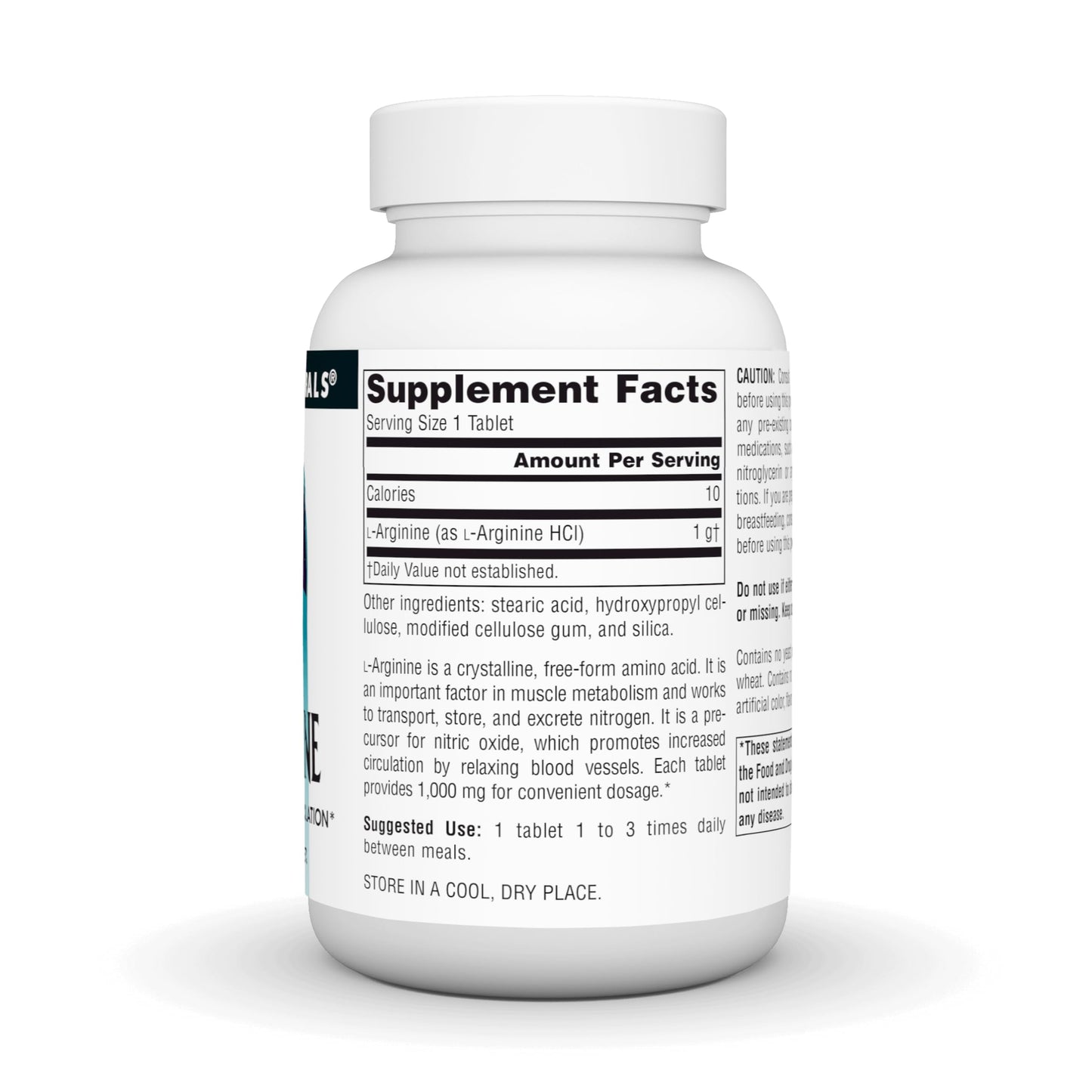 Source Naturals L-Arginine Free Form 1000 mg Tablet, 50 Tablets