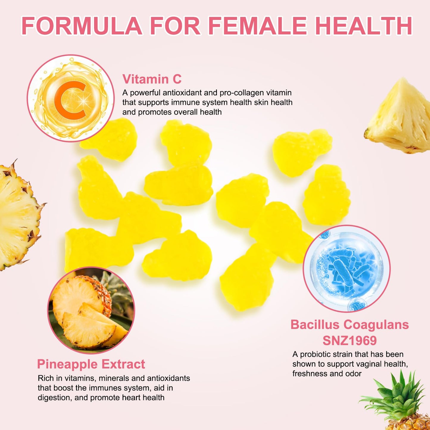 FuyunCo Vaginal Probiotics Source Feminine Gummies, 60 Count