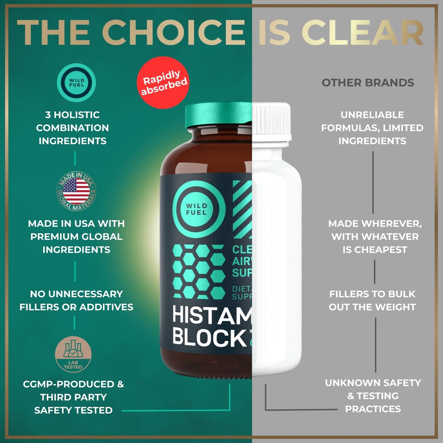 WILD FUEL Histamine Block 10:1 Flavonoids Capsules 60 Count