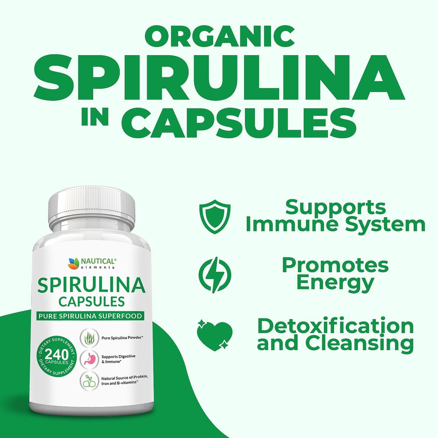 Nautical Elements Spirulina Capsules, 240 Capsules