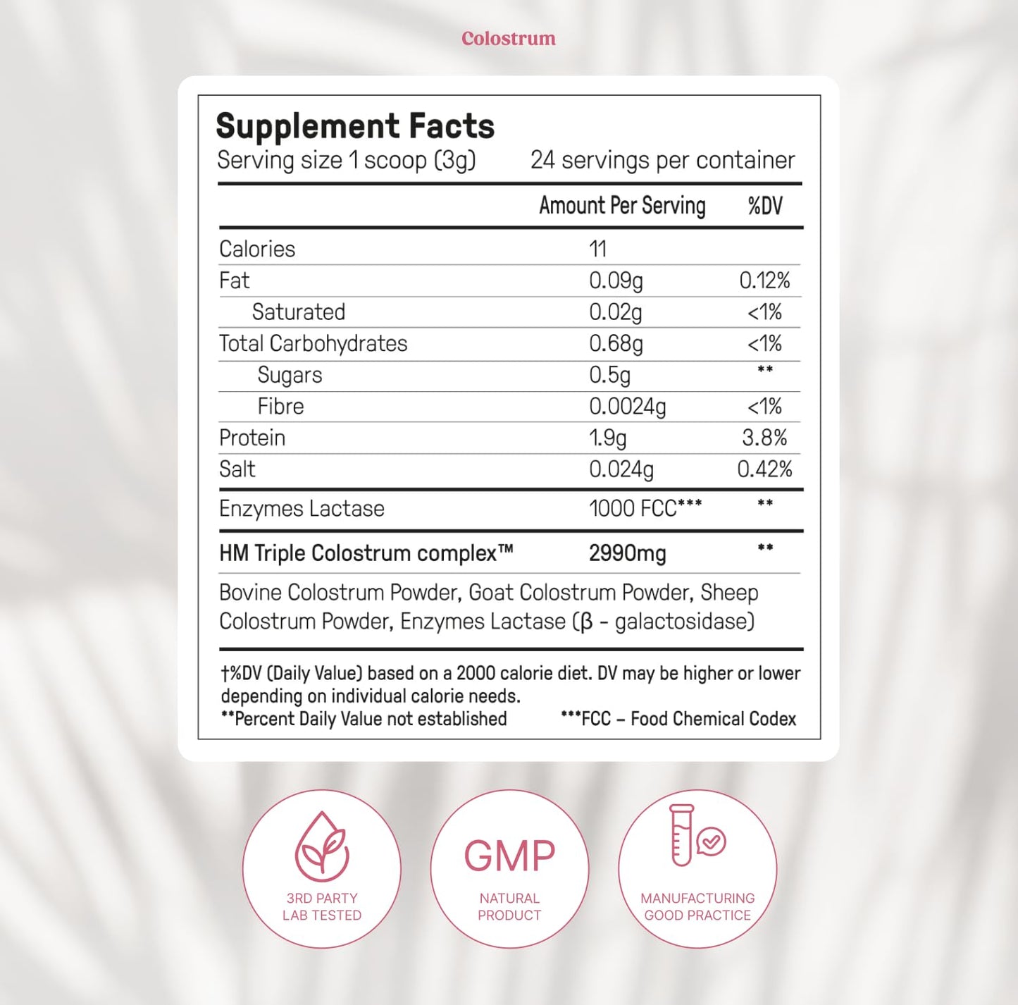 Happy Mammoth Triple Source Colostrum Powder Supplement for Gut Lining Maintenance, 2.54 oz