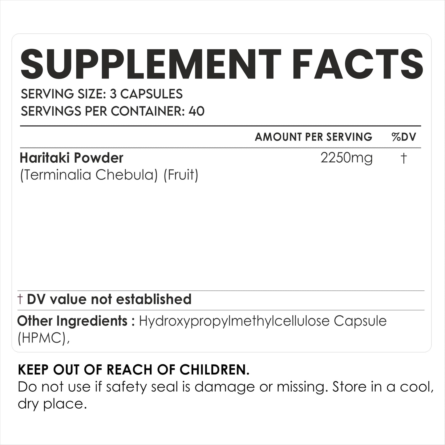 AMALTH Organic Indian Haritaki Capsules, 150 Count