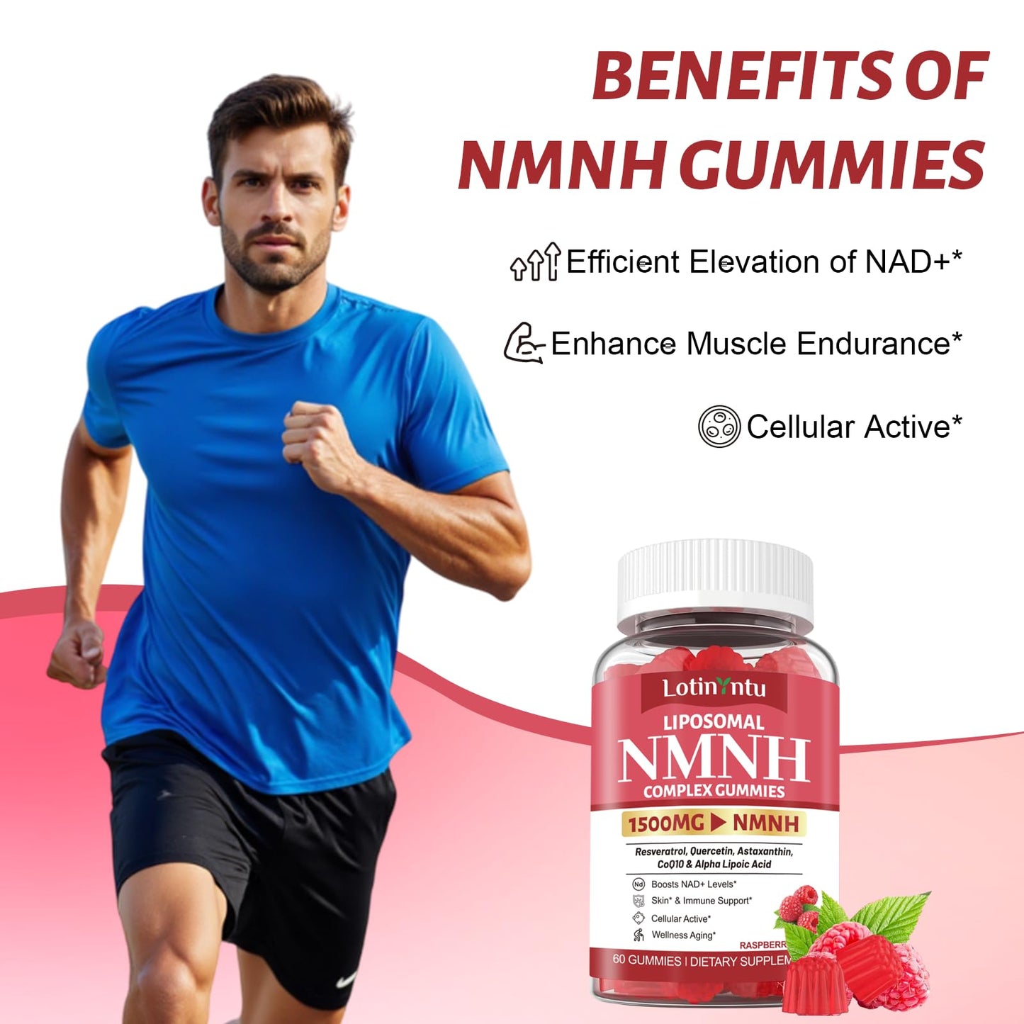 LotinYntu Liposomal NMN NMNH 1500mg Gummies, 120 Count