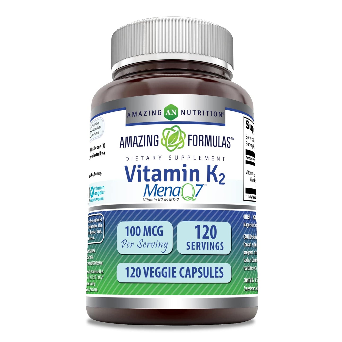 Amazing Nutrition Vitamin K2 Menaq7 MK7 Supplement Capsules 120 Count