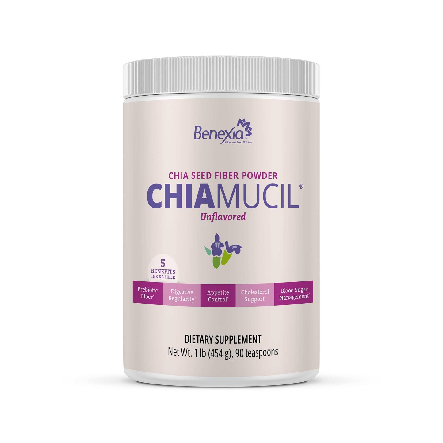 BENEXIA Chiamucil Prebiotic Chia Fiber & Inulin, Unflavored Powder, 16