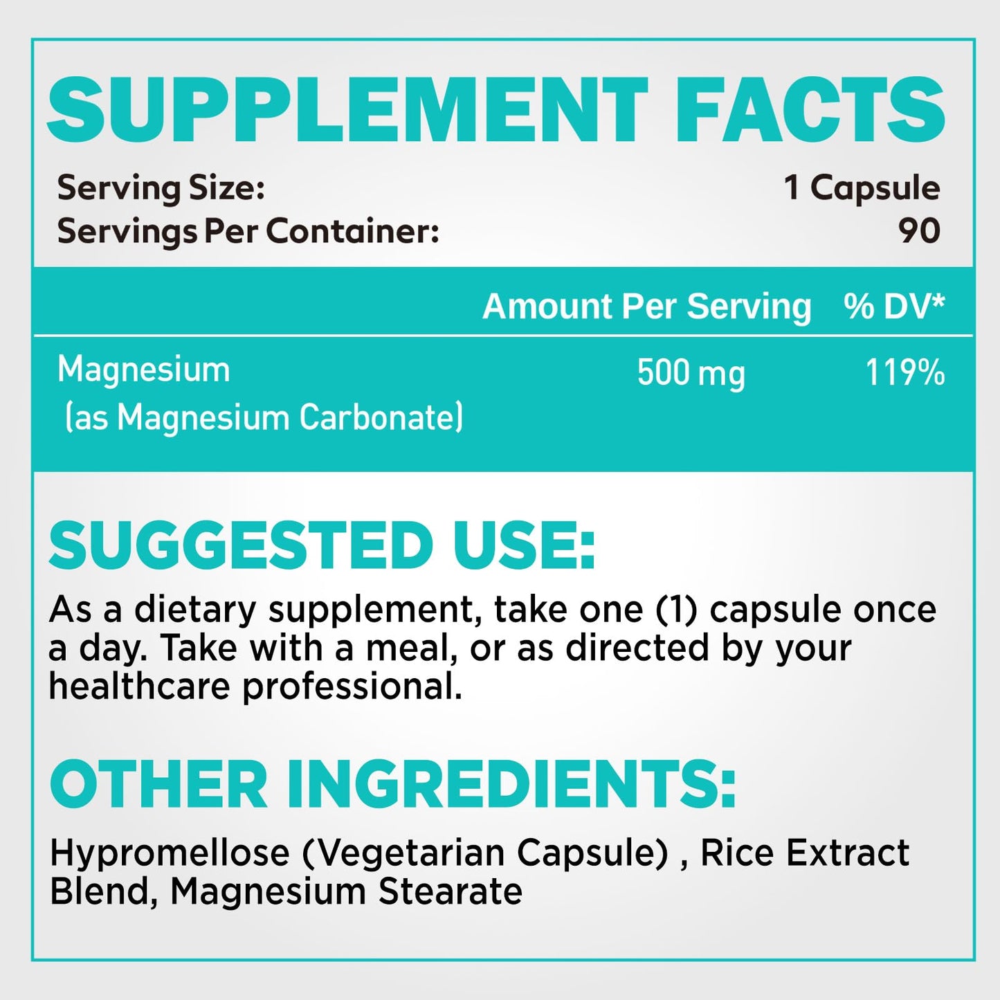 duwhot Magnesium Carbonate 500mg High Absorption Supplement for Digestive Health, Muscle & Nerve Function, 90 Capsules