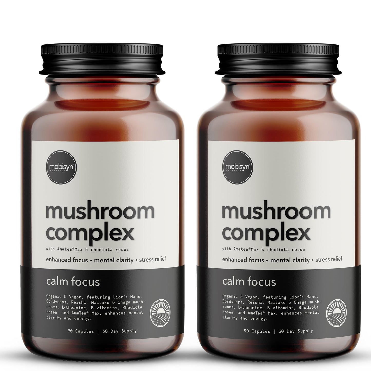 Mobisyn Organic Mushroom Supplement Cognitive Nootropic for the Brain Capsules, 180 Count