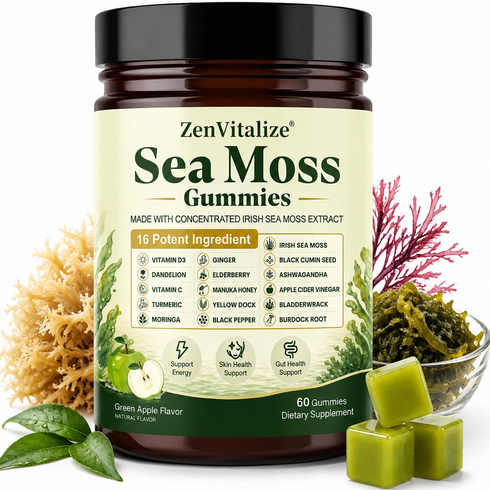 ZenVitalize Sea Moss Gummies 60 Count