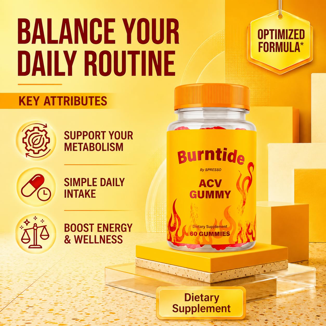 SPRESSO Burntide Supplement Gummies for Overall Wellness, 60 Gummies
