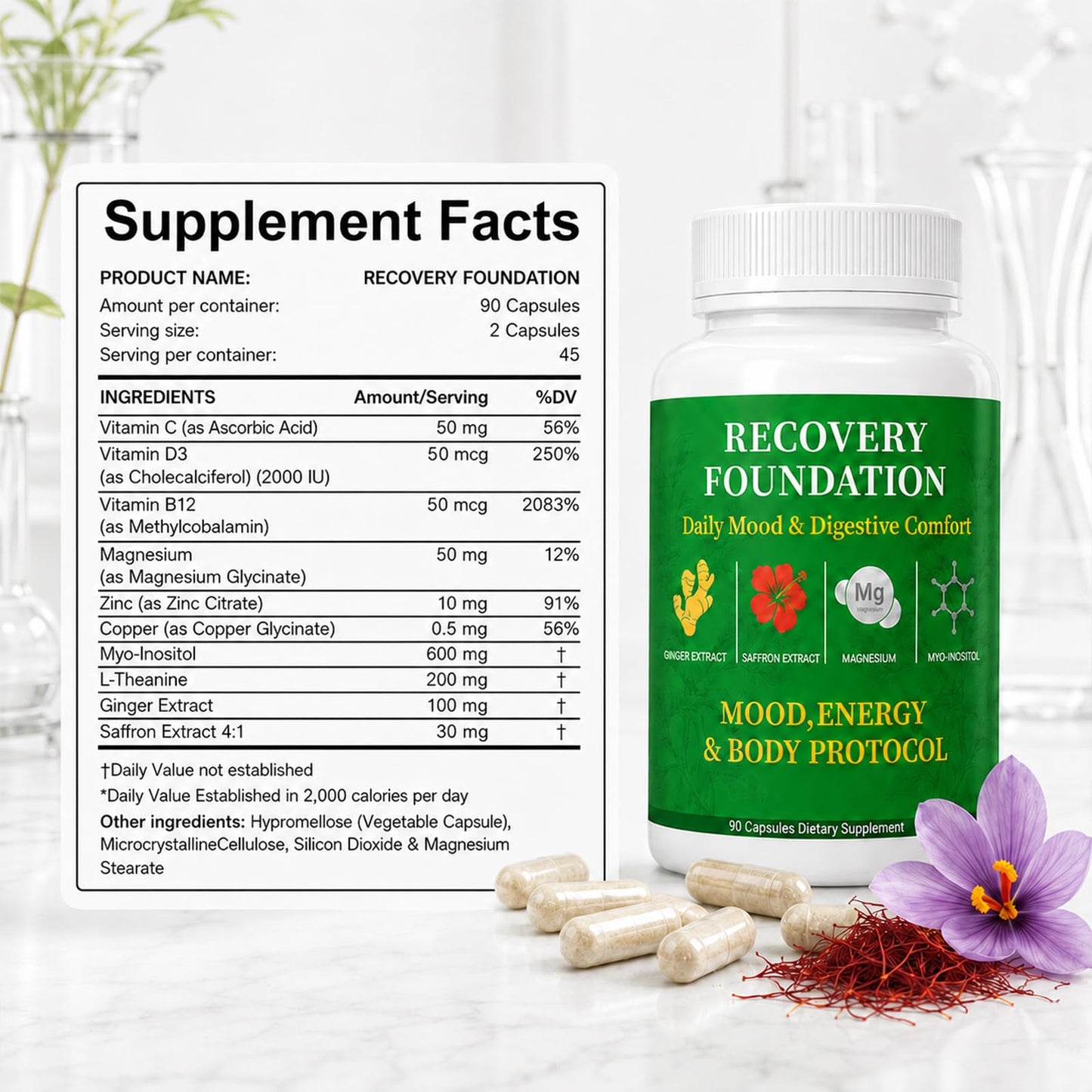 Zephrino Zafira Organics Recovery Foundation Capsules, 90 Capsules