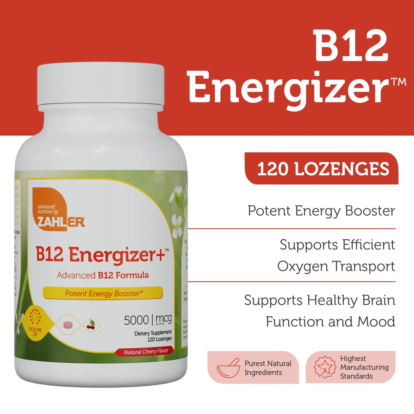 Zahler Energizer+ Vitamin B12-5000 mcg Tablets 120 Count